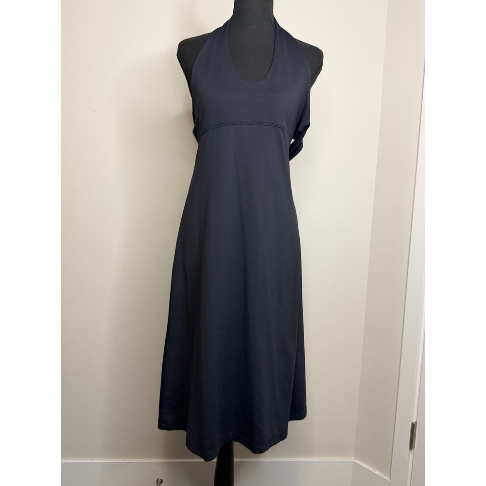 Patagonia Morning Glory Halter Dress Black Active Travel V-Neck M